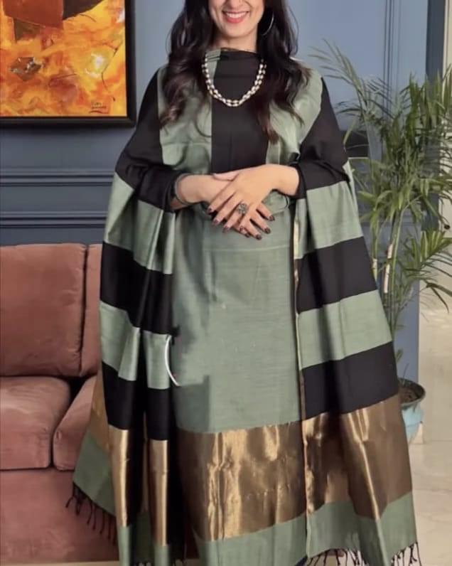 Exclusive Banarasi Cotton Unstitched Salwar kameez with Dupatta🦋 - Image 5